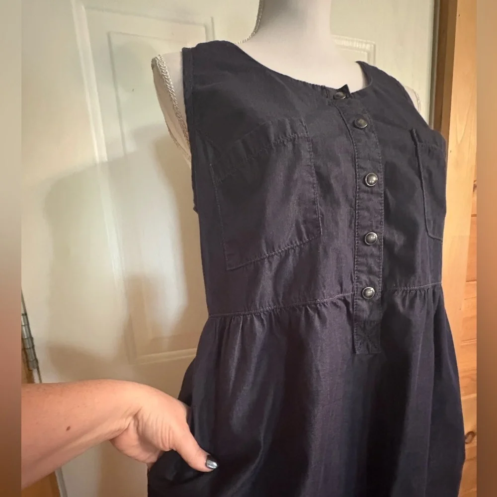J. Crew Dark Blue Buttoned Mini Dress